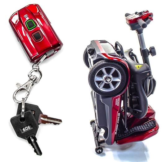 EV Rider Automatic Folding Scooter With Remote Lithium Power Mobility (Burgundy Red)