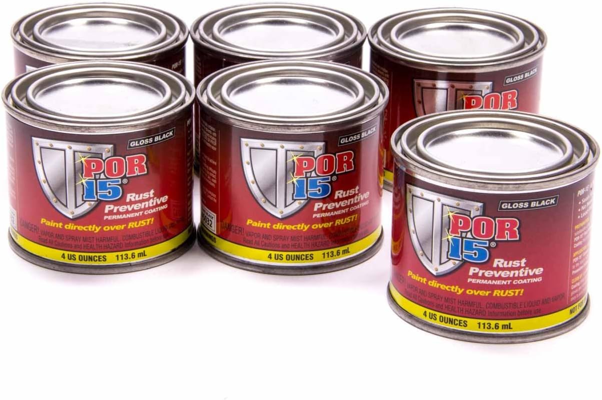 Absolute Coatings (POR15) POR45006 Rust Preventive Paint-Gloss, Black, Pack of 6