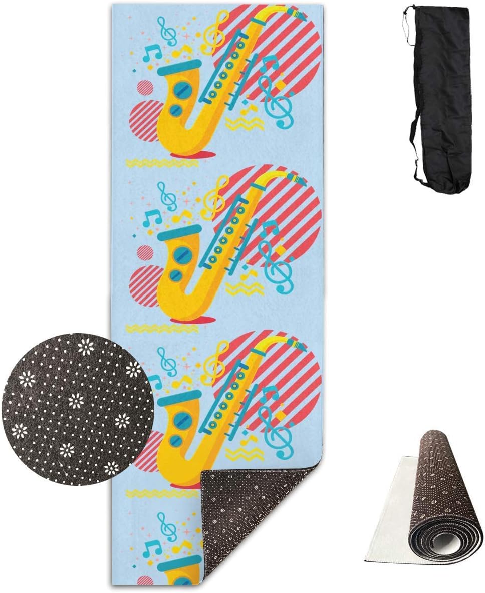 Bag shrot Yoga Mat Non Slip Sax 24 X 71 Inches Premium Fitness Exercise Pilates Carrying Strap