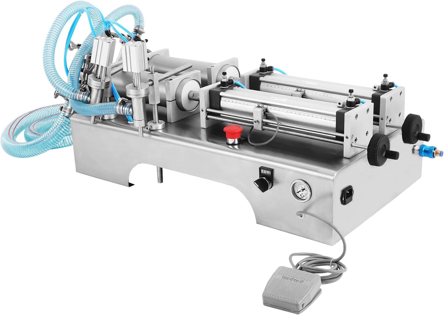 FORAVER 100-1000ML Liquid Filling Machine Semi-auto Pneumatic Liquid Filling Two Nozzles Liquid Filling Machine for High Viscosity Liquid Filling and Paste Filling (100-1000ml Two Nozzles)