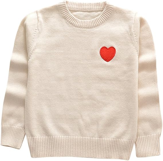 Amazon Co Jp Karchi 子供服 ニットセーター 長袖 しっかり丸ネック 刺繍 暖かい色物 無地ハイクオリティー 女の子 男の子 秋冬 6色選べる 80 90 100 110 1 130 安値 秋 冬 130 白米 服 ファッション小物