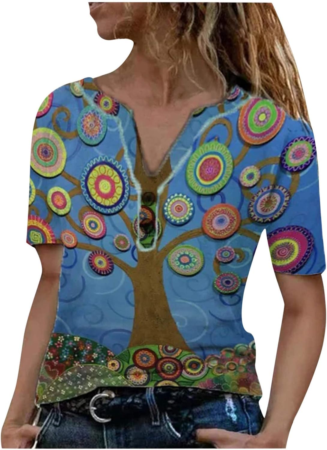 UHouse Damen T-Shirt Baumwolle - Lässig & Bequem Für Sommer