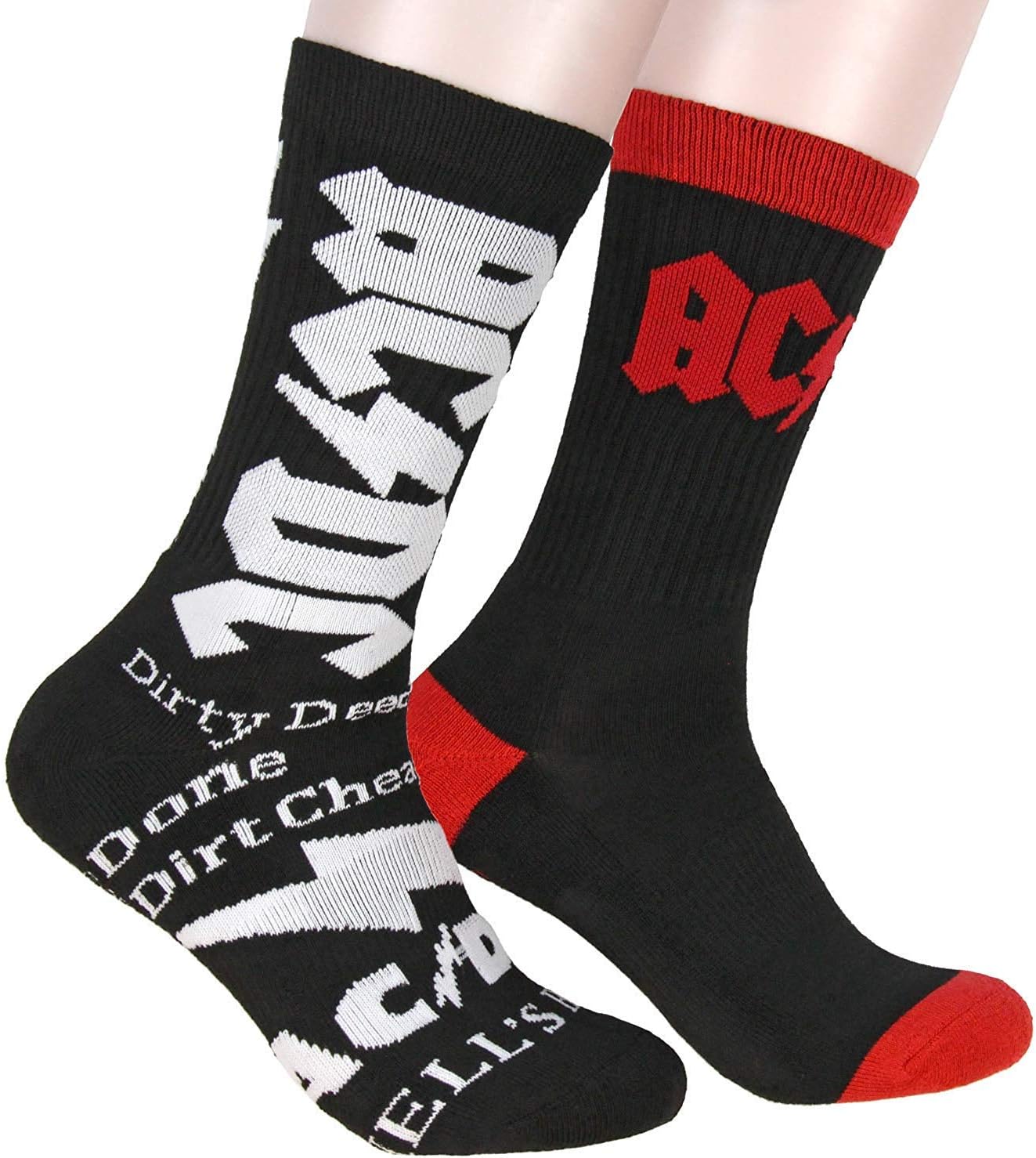 AC/DC Logo Athletic Crew Socks 2 Pair Pack For Men