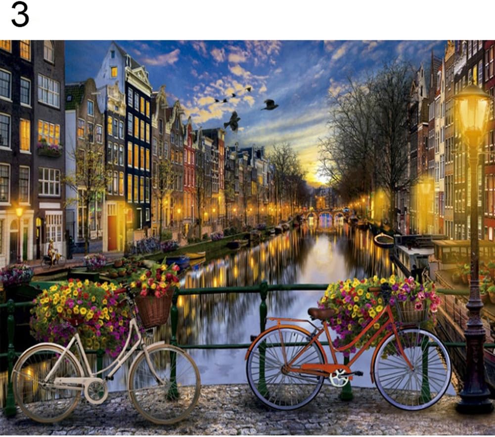 CONSTR Boat Bike Water Scenery DIY Oil Paintings by Numbers Kit Frameless Decor Gift for Living Room Home Offic Wall Decor 3#