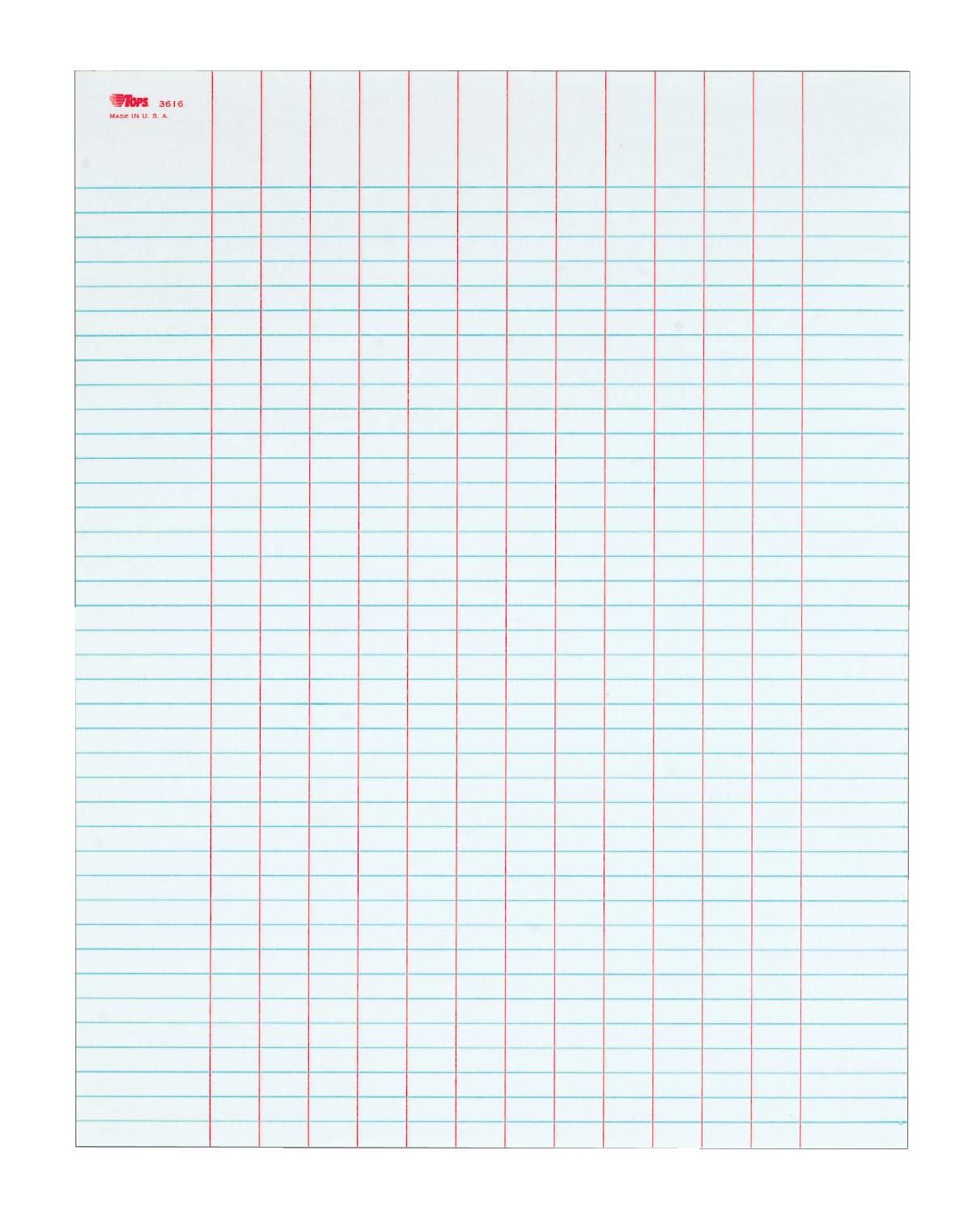 TOPS Data Pad, 13Column Heavyweight 50Sheet Pads, Box of 10 Pads