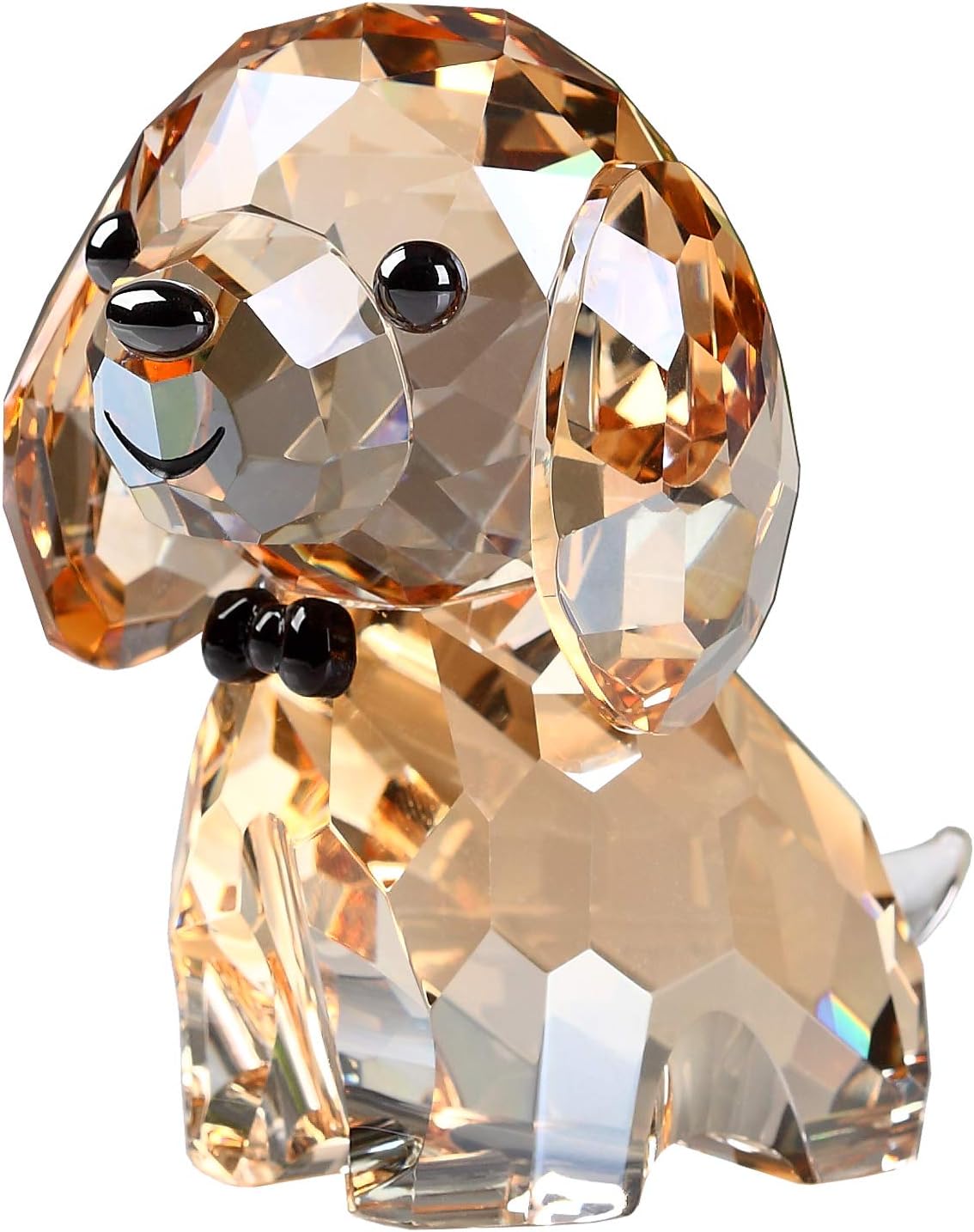 Crystal Dog Puppy Cute Figurine Collection Animal Collectible Ornament Beautifully Lovely (Gold)