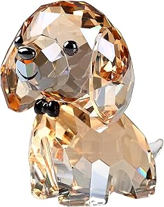 Crystal Dog Puppy Cute Figurine Collection Animal Collectible Ornament Beautifully Lovely (Gold)