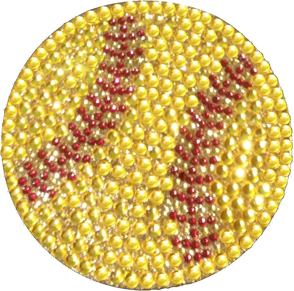 Crystal Heiress Rhinestone Sticker, Softball, 3.5-Inch, Yellow/Red