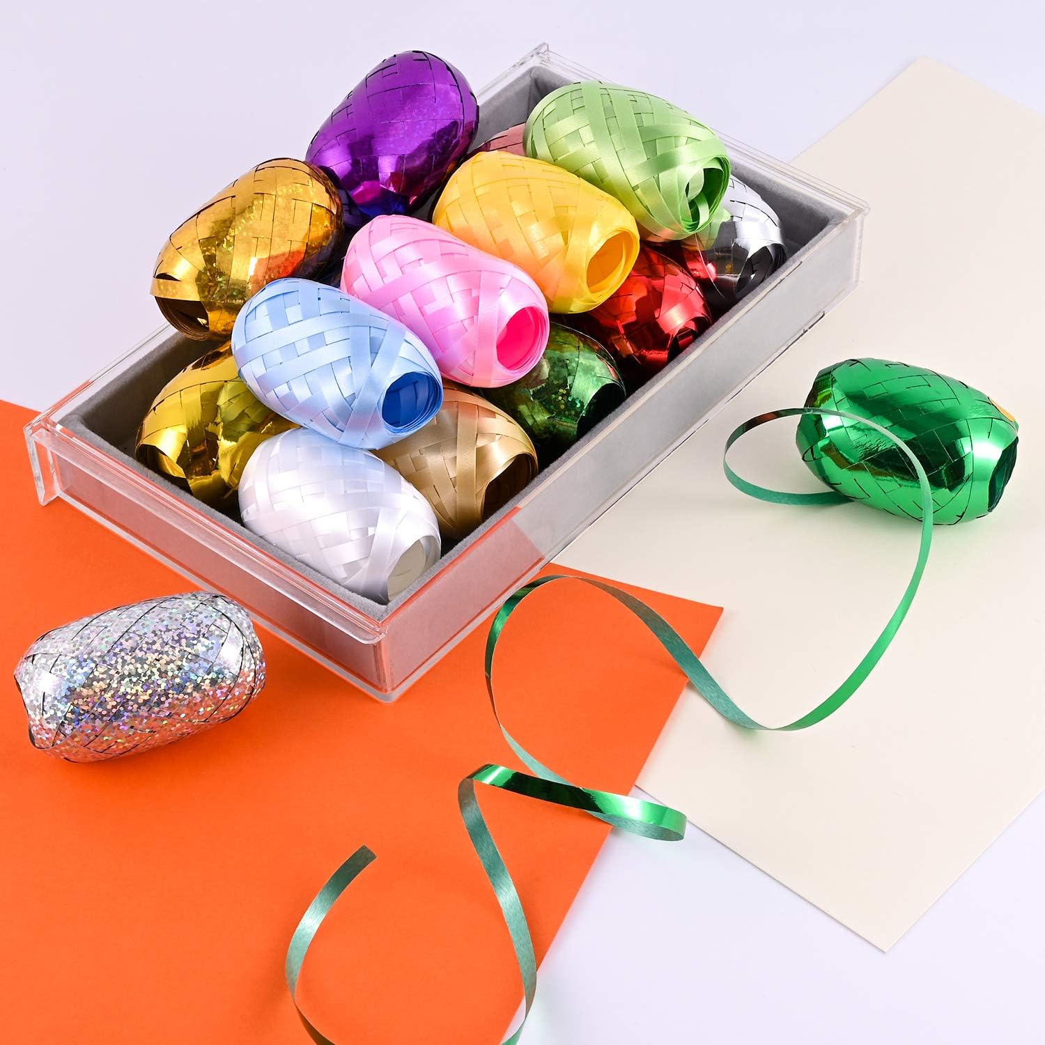 Berolle 18 Rolls Balloon Curling Ribbon Crimped Ribbon String Metallic Ribbon Gift Wrapping Ribbon for Parties Christmas Gifts, Handicraft and Packaging - Image 3