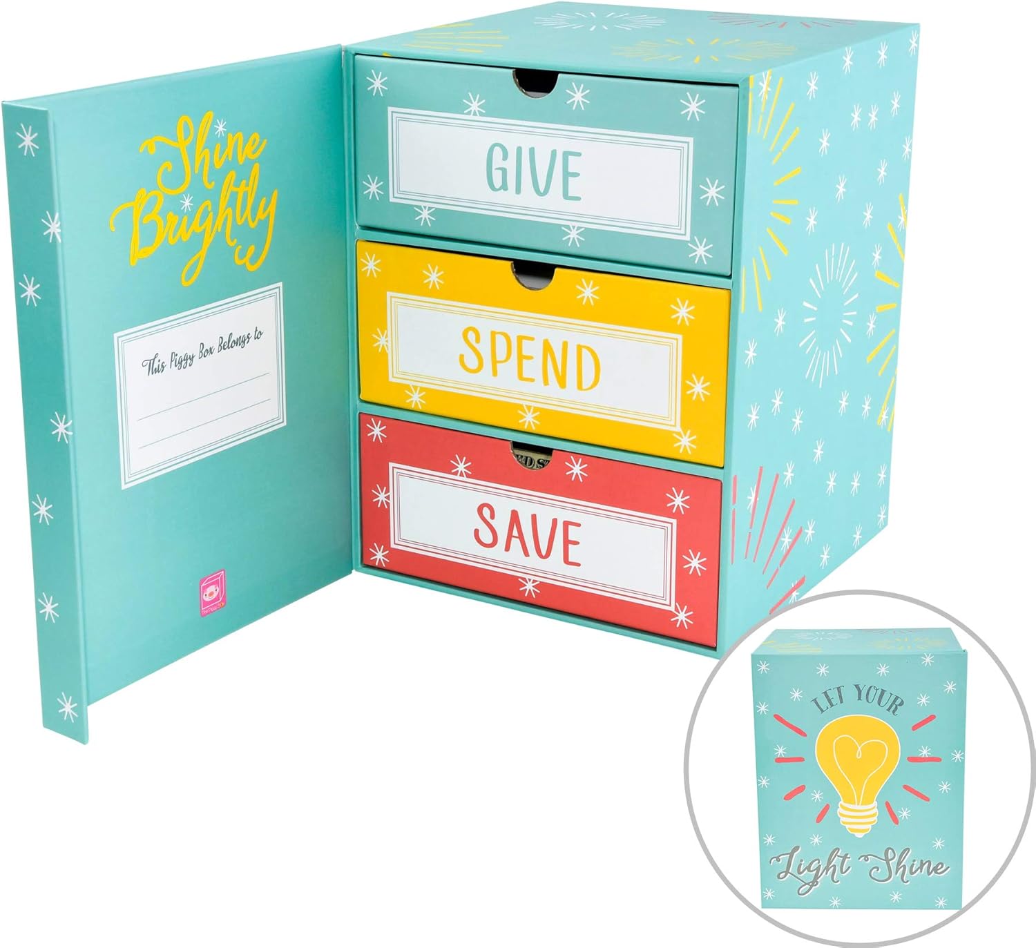 Amazon.com: The Piggy Box Save Spend Give Piggy Bank | Teach Children