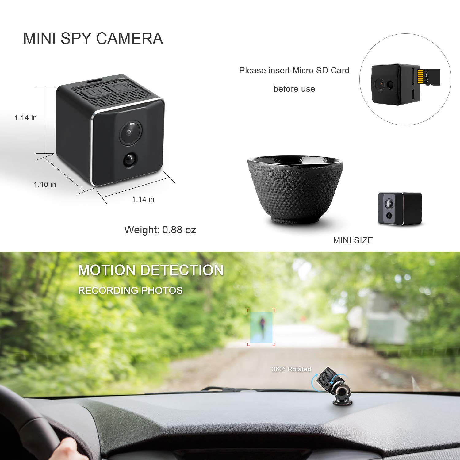 Mini Spy Camera Cop Spy Cam 1080P Spy Camera Wireless Hidden Support