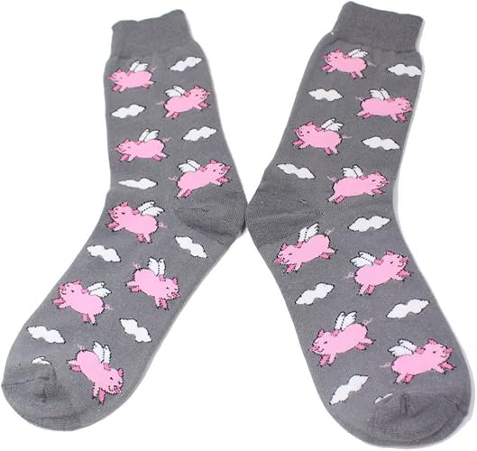 Amazon Co Jp 靴下 空飛ぶピンクの豚のメンズソックス ジュエリー
