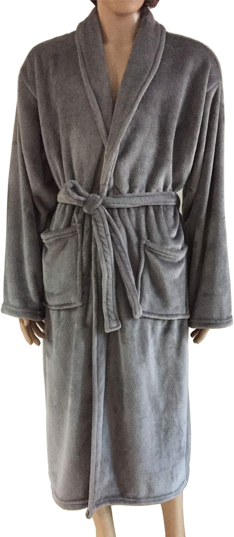 Luxurious Mens Bathrobe Solid Plush Shawl Fleece Bathrobes Soft Full Length SPA Bath Robe Kimonos for Men Women