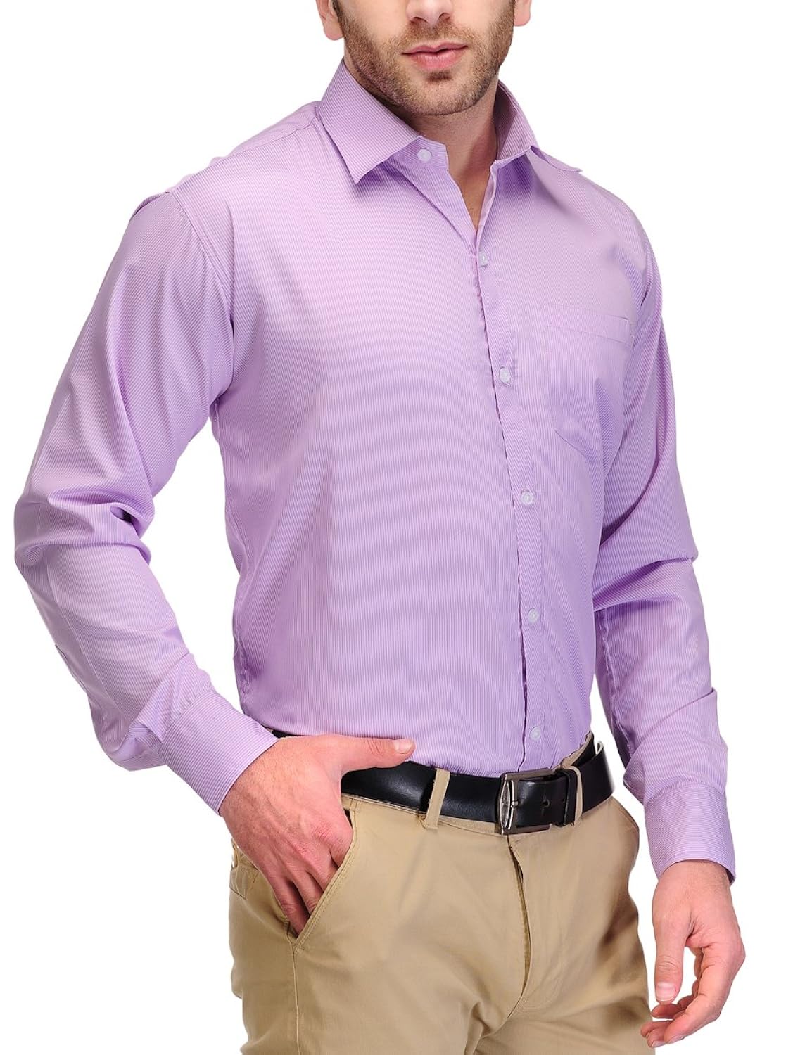 formals by koolpals-cotton blend shirt white vertical stripes on purple