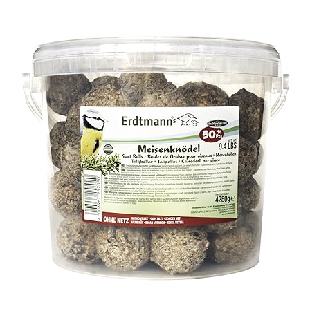 Erdtmanns 50 Meisenknödel ohne Netz im Eimer, 1er Pack (1 x 4250 gm)