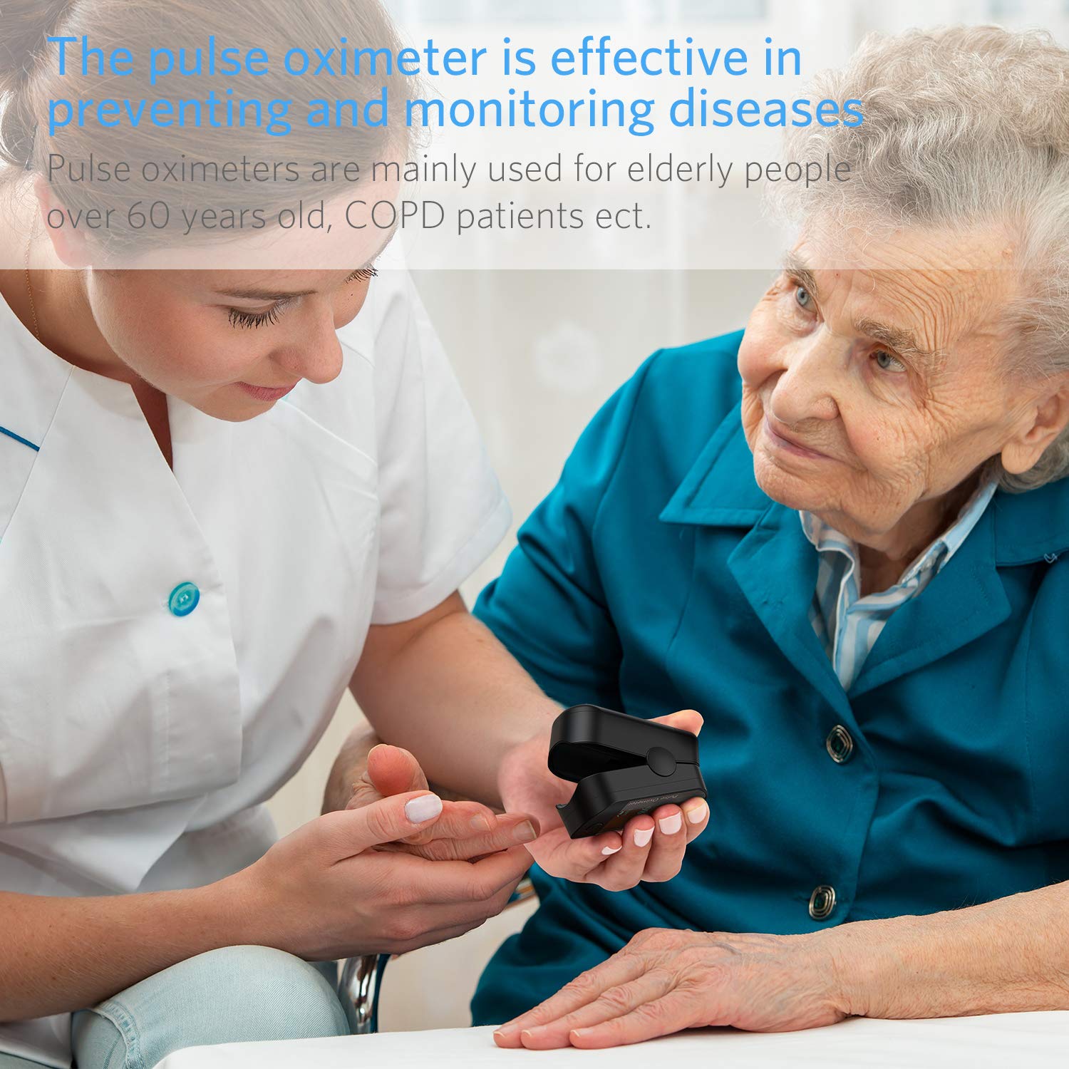 Pulsoximeter, Oximeter mit Pulsmesser mit 4 Richtungen rotierendem OLED Display Fingeroximeter für die Messung des Puls und der Sauerstoffsättigung am Finger, Schwarz