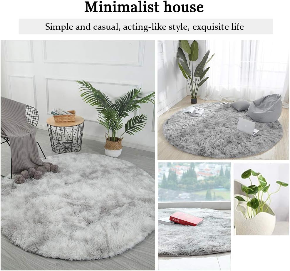 4 0 X 4 0 Round Light Grey Kids Room And Nursery Goovi Soft Fluffy Area