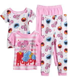 Sesame Street Toddler Girlss 4pc Snug Fit Pajama Short Set Size 2T 3T 4T