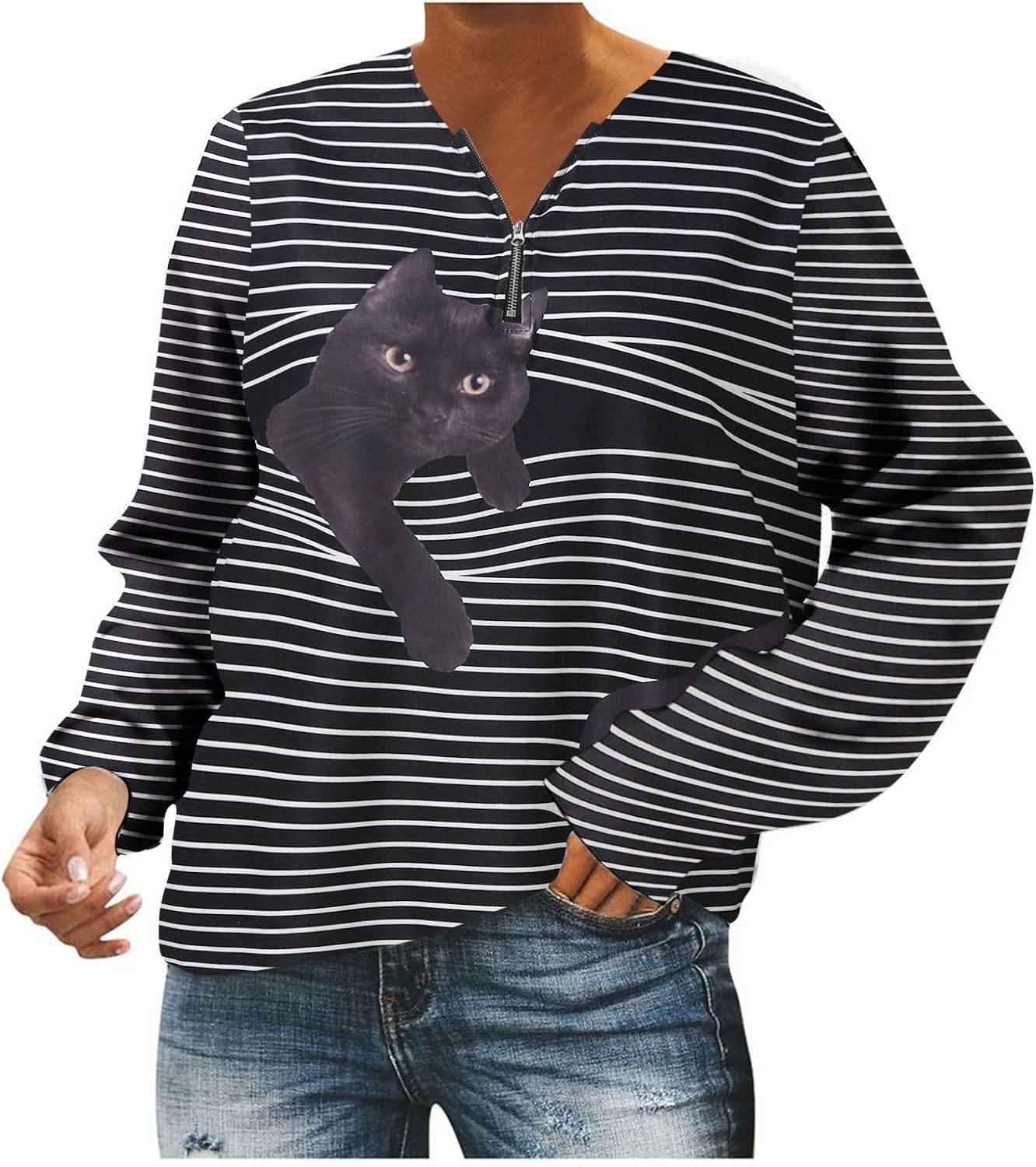 EIRUKON Damen Sweatshirt Farbblock - Langarm Pullover Ohne Kapuze