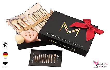 Mavior Beauty Professionelles Make up Pinsel Set incl. schöner Pinseltasche für Kosmetikpinsel, Beauty Schwamm und Pinselrein