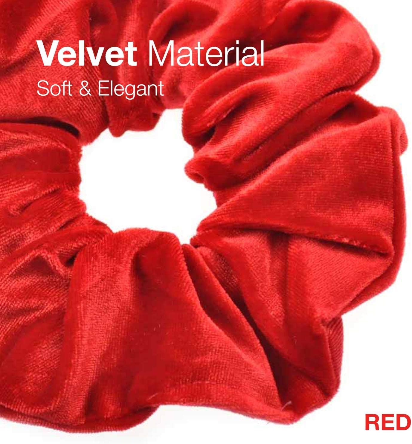 2 PCS Premium Large Hair Velvet Scrunchies Ties Bands Updo Ponytail Bobble Scrunchy Holder for Women Girl Kids Red - Image 4