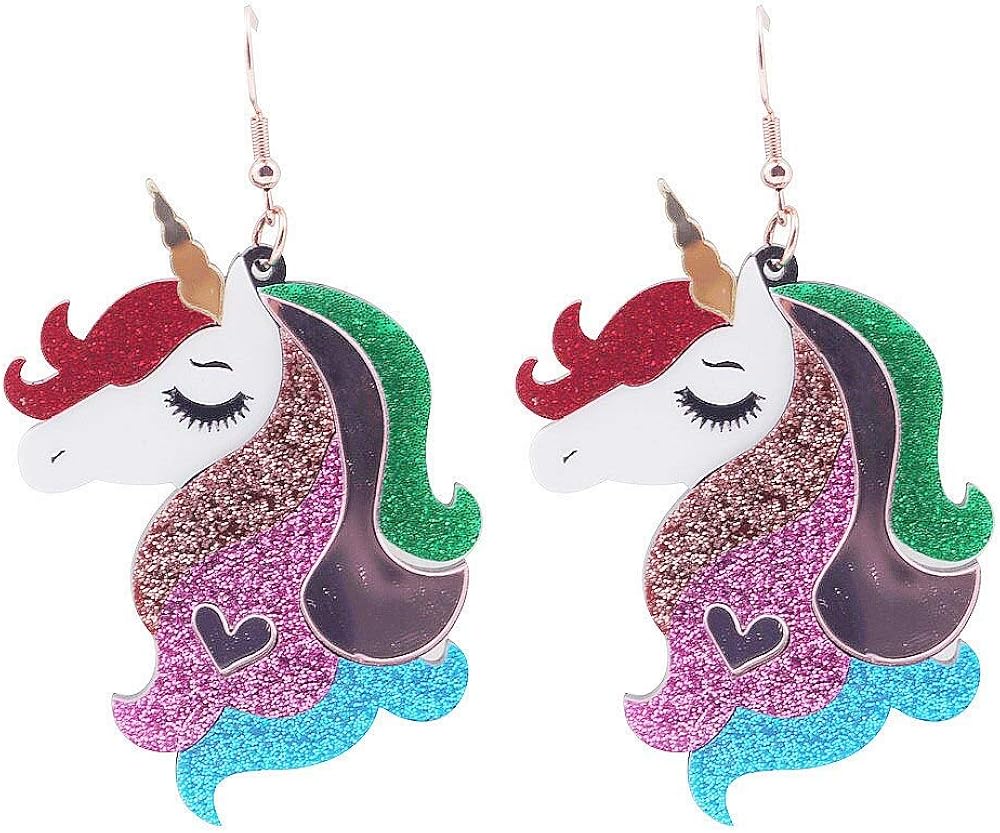 Earring New Funny Acrylic Unicorn Drop Earrings For Women Cute Colorful