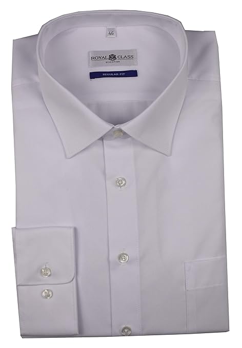 Royal Class Herren Hemd Langarm Businesshemd Bügelfrei Weiß 46 47 48 49 50 51 52