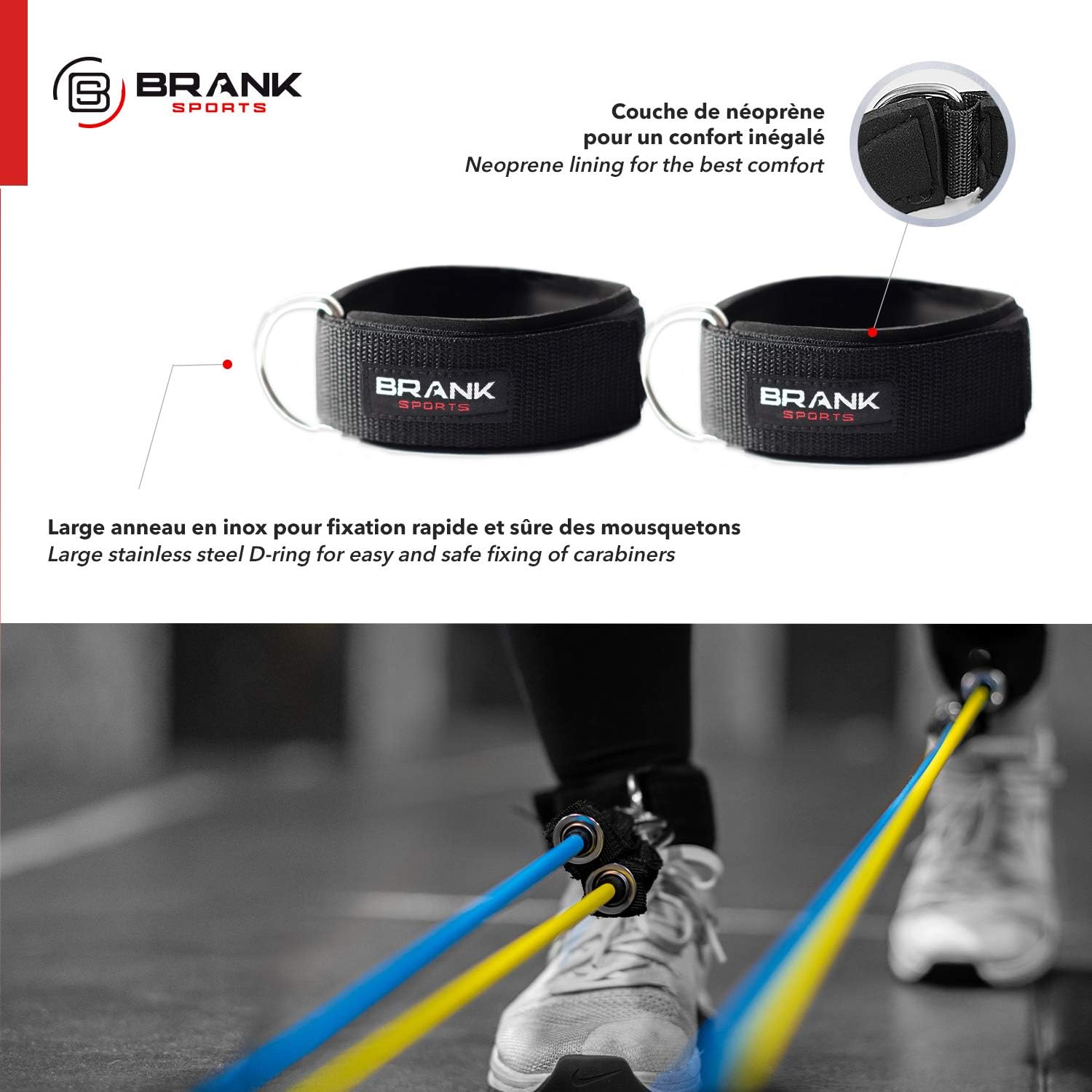 BRANK SPORTS Resistance Bands Set including Handles, Ankle Straps & Door Anchor 13Pcs, 4.5-68 KGs Resistance - Image 4