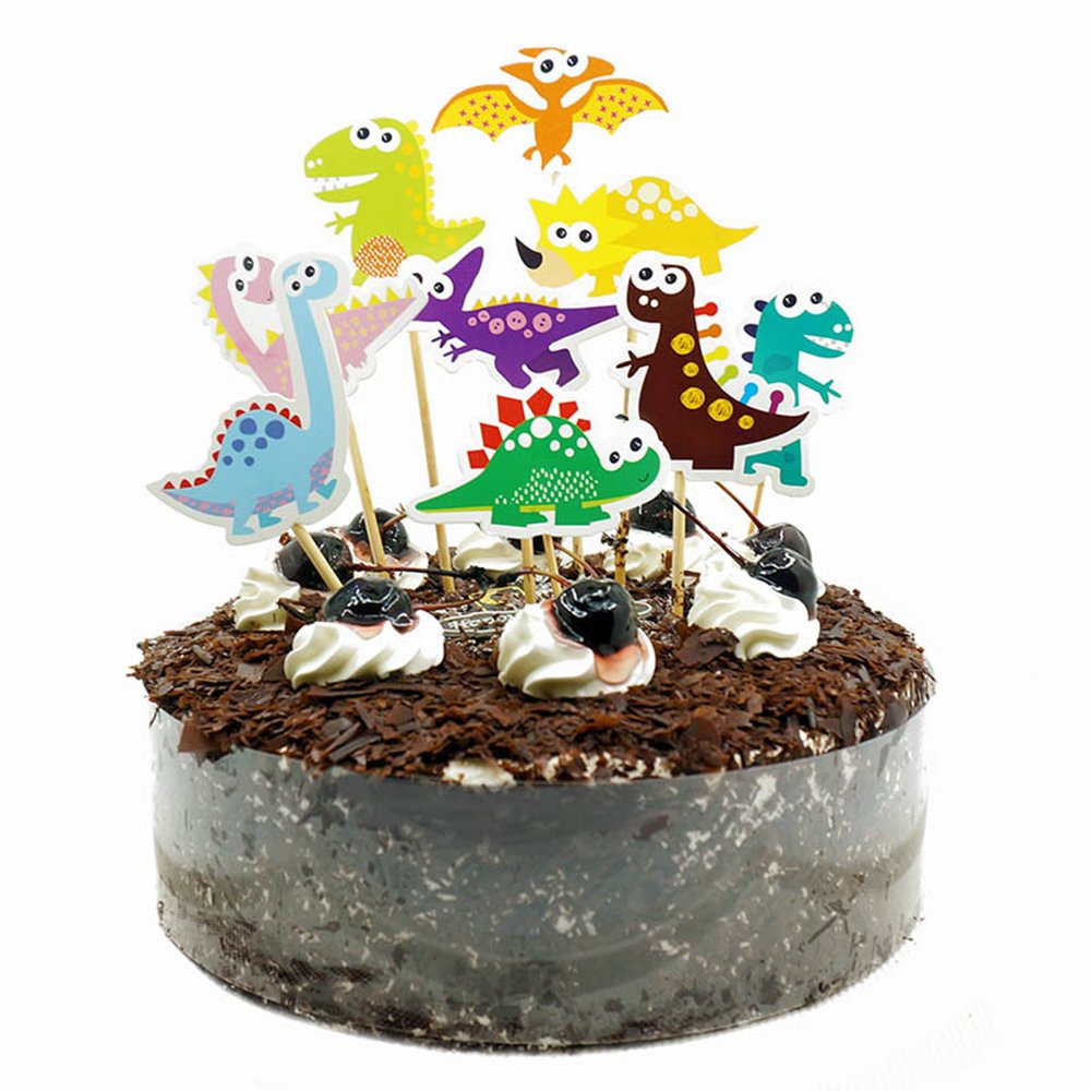 MZCH Dinosaur CupCake Topper Cake Toppers for Baby Shower Kid Birthday Party Cake Decorating Supplies, 27 Pack
