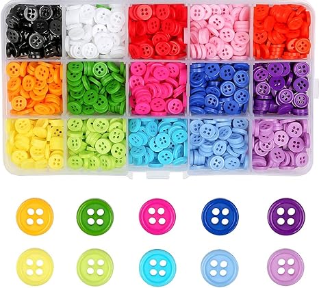 Amazon De 1200pcs Plastikknopfe Bunte Vier Augen Harz Brotknopf Hemd Nahen Knopfe Fur Diy Handmade Crafts Nahen Stricken 15 Farben 9mm