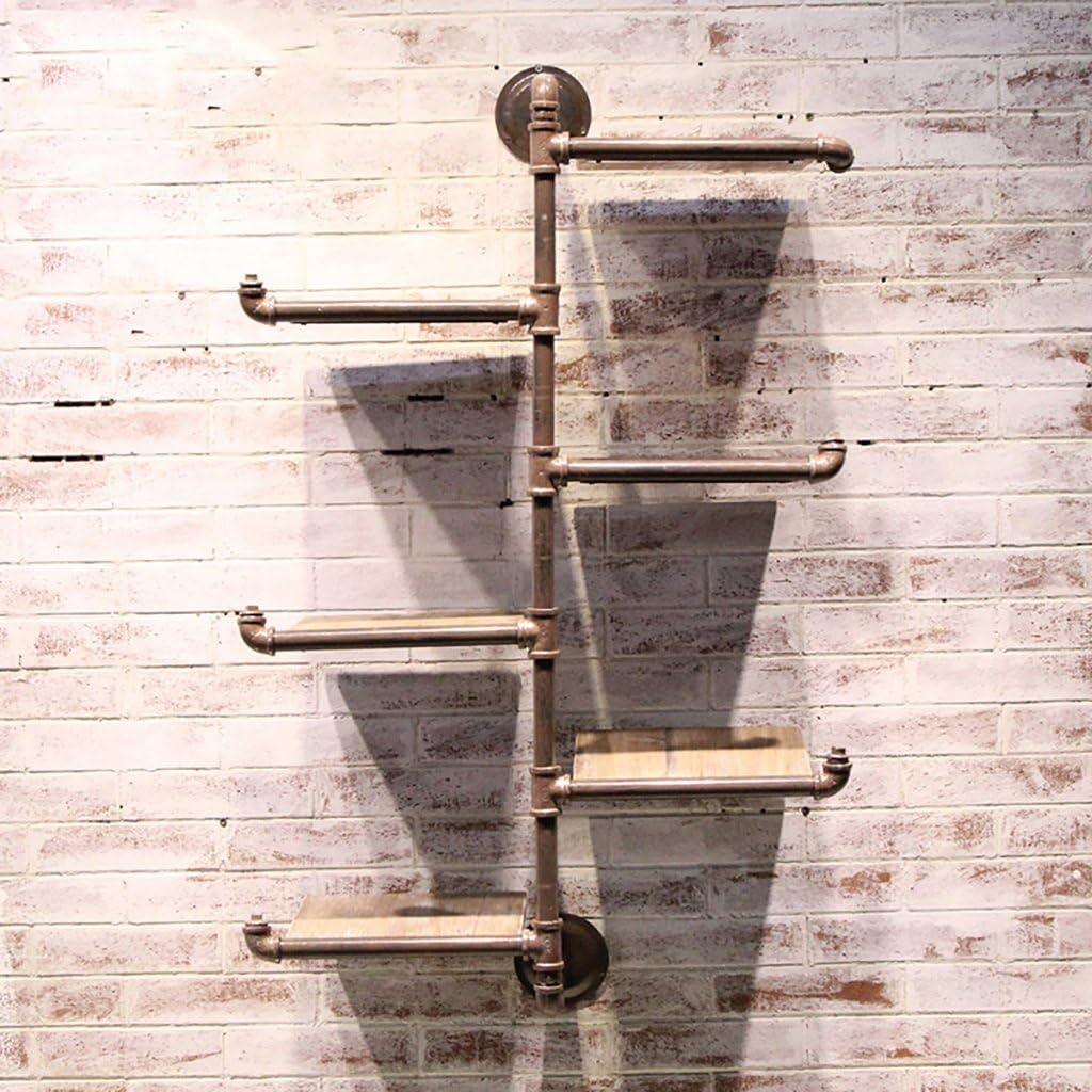 Floating Shelves Hanger Wrought Iron Pipe Loft Retro Water Pipe Wall Hanging Wall Rack Clothing Shop Hanger Display Stand Shoes Bag Frame Iron Solid Wood Frame To Do The Old Rust Industrial wall frame