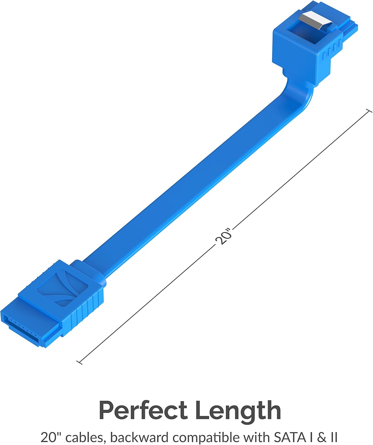 SATA 6Gbps Cable (3 Pack) - L Shape 7 Pin SATA III With Locking Latch for HDD/SSD, CD, and DVD Drives - 50 cm, Blue (CB-SRB3) - Image 4