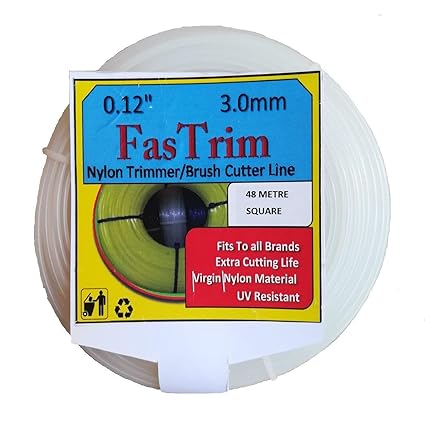 FasTrim 3mm 50 metre Square/White/Grass Cutter/Nylon Trimmer line