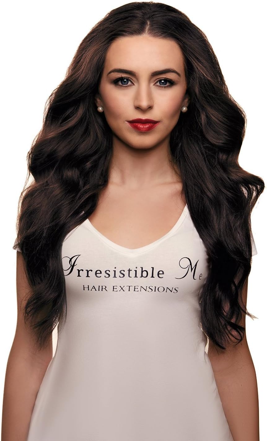 IRRESISTIBLE ME – Clip in Hair Extensions Chocolate Brown (Color #2) - 100% Natural Remy (Remi) Human Real Hair – Straight Silky Touch – Clips Pieces Full Head Set - Different Weight (Grams) and Length (Inch) (#2-14"-100g)