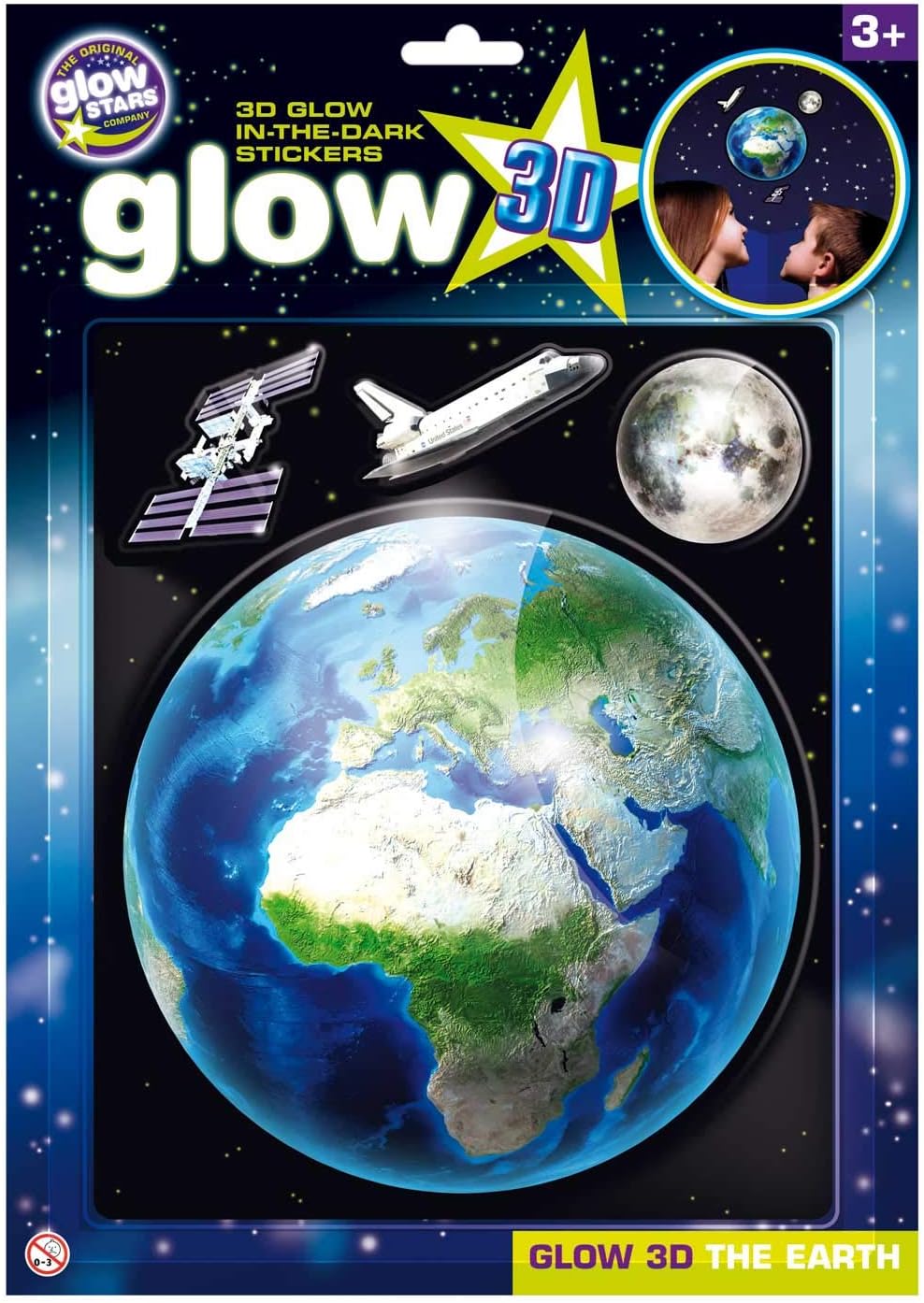 The Original Glowstars CompanyGlow 3D Earth Sticker, Multi-Colour