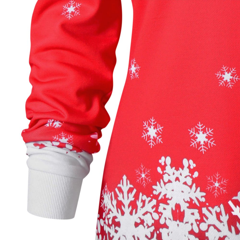 skew neck santa claus snowflake pullover christmas sweatshirt
