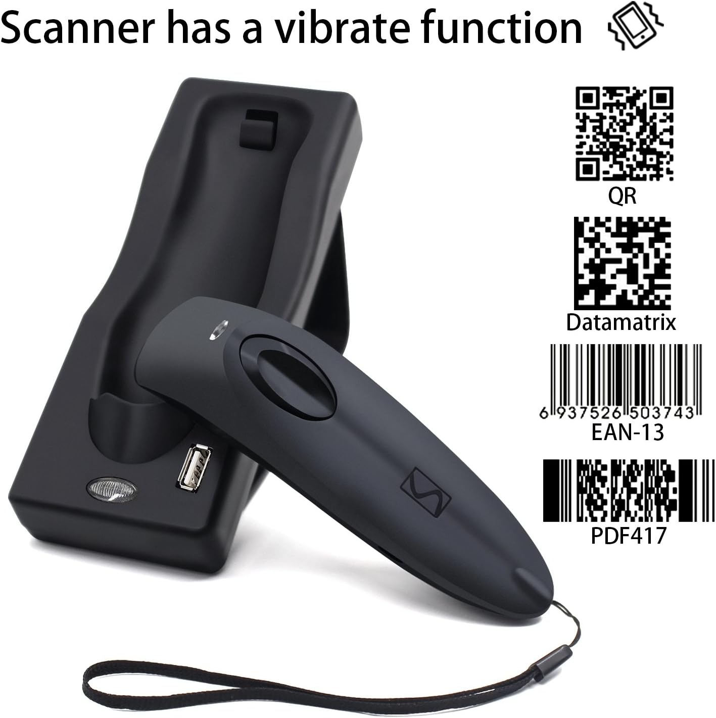 2D Bluetooth Barcode Scanner,Symcode Wireles 1D 2D Barcode Scanner QR