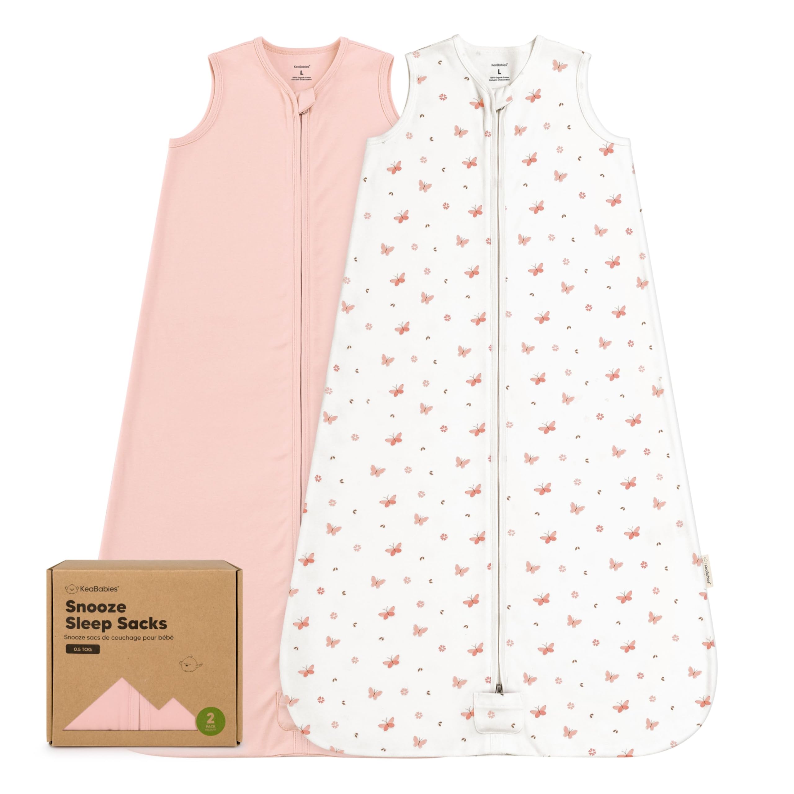Photo 1 of 2-Pack Baby Sleep Sacks,Zipper Wearable Blanket - 0.5TOG Organic Cotton,Lightweight,Soft Cozy Toddler Sleeping Sack 12-24 months,Easy to Wear Large Newborn Transition Swaddles Sleepsacks (Butterflies)