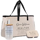 VANESSA ROSELLA Personalized Realtor Business Cotton Canvas Tote Bag Custom Swag Real Estate Agent Bulk Gifts