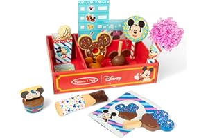 Melissa & Doug Disney Snacks & Popcorn Wooden Play Food Set – 24 Pieces | Mickey Mouse, Minnie, Wooden Toy for Boys and for Girls 3+ - FSC Certified