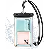 Waterproof Phone Pouch Floating, IPX8 Waterproof Phone Case for iPhone 16 15 14 13 ProMax Galaxy S25 S24 S23, Up to 7.0 Inch, with Adjustable Lanyard, Travel Beach Cruise Kayak Essentials