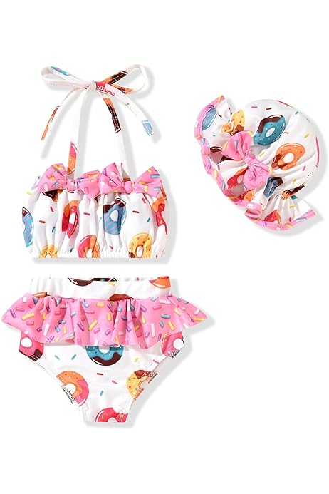 SRTUMEY 2t Bathing Suit Toddler Girls Toddler Girls Summer Sling Ruffle Watermelon Print Split Swimsuit Cute Beachwear Kids Swimwear Girls Racing