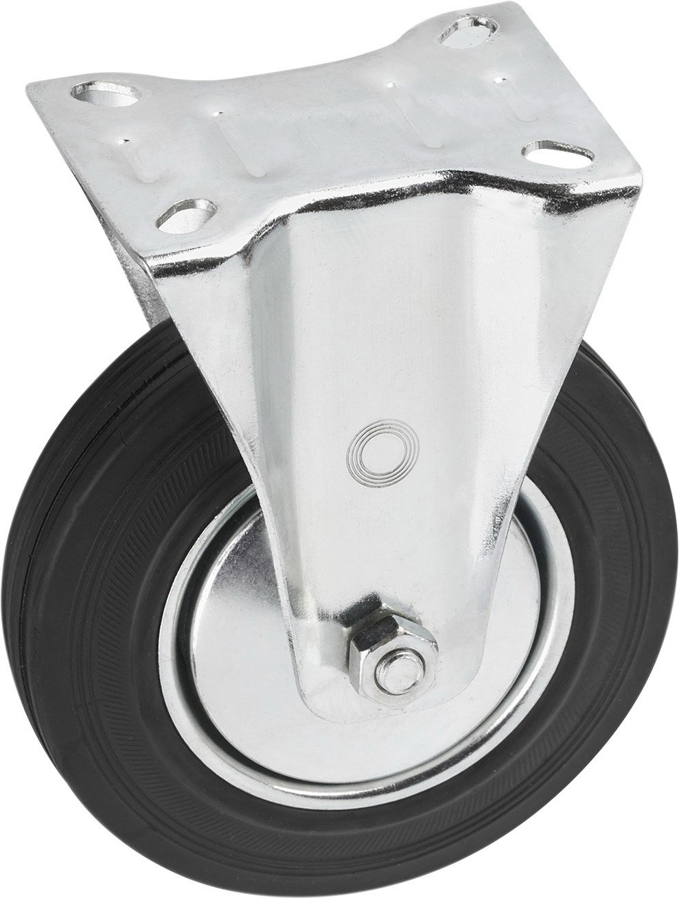 Metafranc Fixed Castor Diameter 200 mm - 140 x 110 mm Plate - Solid Rubber Wheel - Soft Tread - Roller Bearings - 205 kg Load Capacity/Transport Castor/Furniture Castor/Heavy Duty Castor / 803070