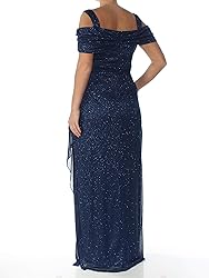 Alex Evenings Women's Long Mesh Cold Shoulder Dress