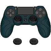 PlayVital Guardian Edition Racing Green Soft Anti-Slip Controller Silicone Case Cover for ps4, Rubber Protector with Black Joystick Cap for ps4 Slim/for ps4 Pro Controller