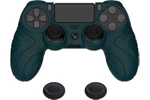 PlayVital Guardian Edition Racing Green Soft Anti-Slip Controller Silicone Case Cover for ps4, Rubber Protector with Black Joystick Cap for ps4 Slim/for ps4 Pro Controller