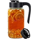 Spreccio Mason Jar Pitcher with Tea Filter, Airtight & Leakproof Glass Pitcher with Lid, 64 oz Sun Tea Glass Jar for Outside, Perfect for Sun Tea, Lemonade, and iced Tea