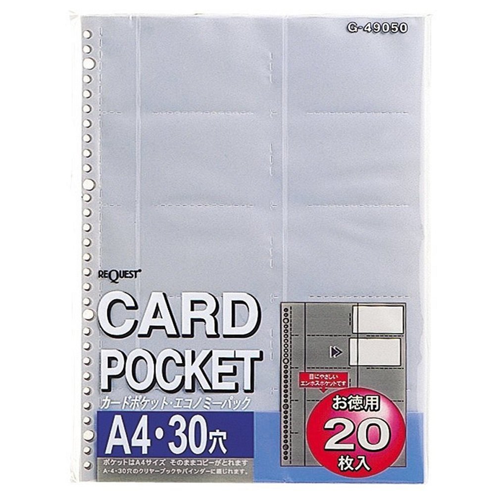 リヒトラブ 名刺用ポケット A4 20枚入 G49050 透明商品画像