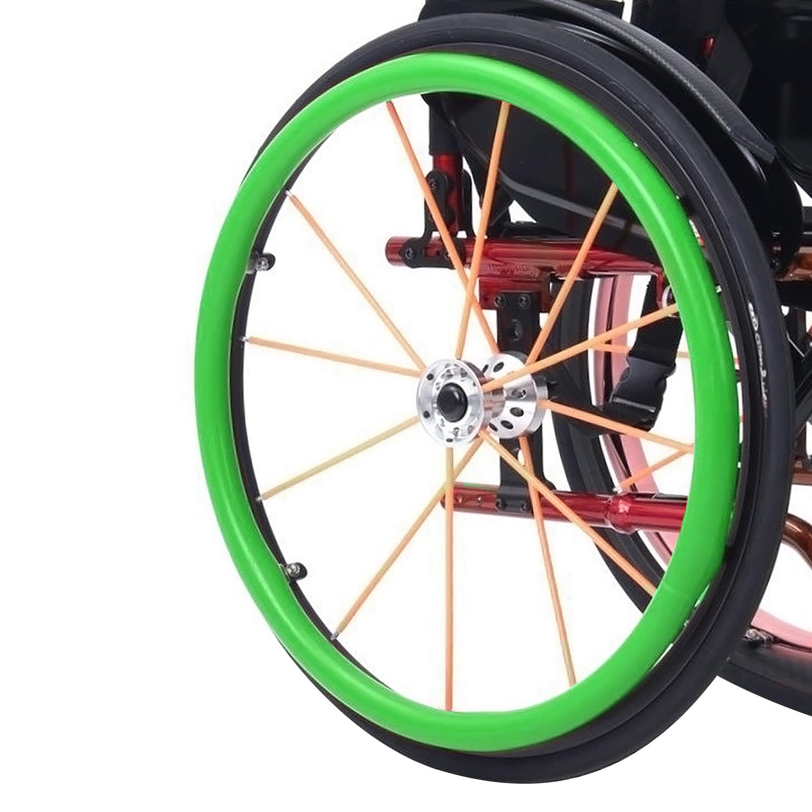 22/24-Inch Silicone Wheelchair Push Rim Covers,Non-Slip Wear-Resistant Hand Push Cover, Wheelchair Handrim Covers,Wheelchair Rear Wheel Cover for Improve Grip and Traction (22 Inch, Green)