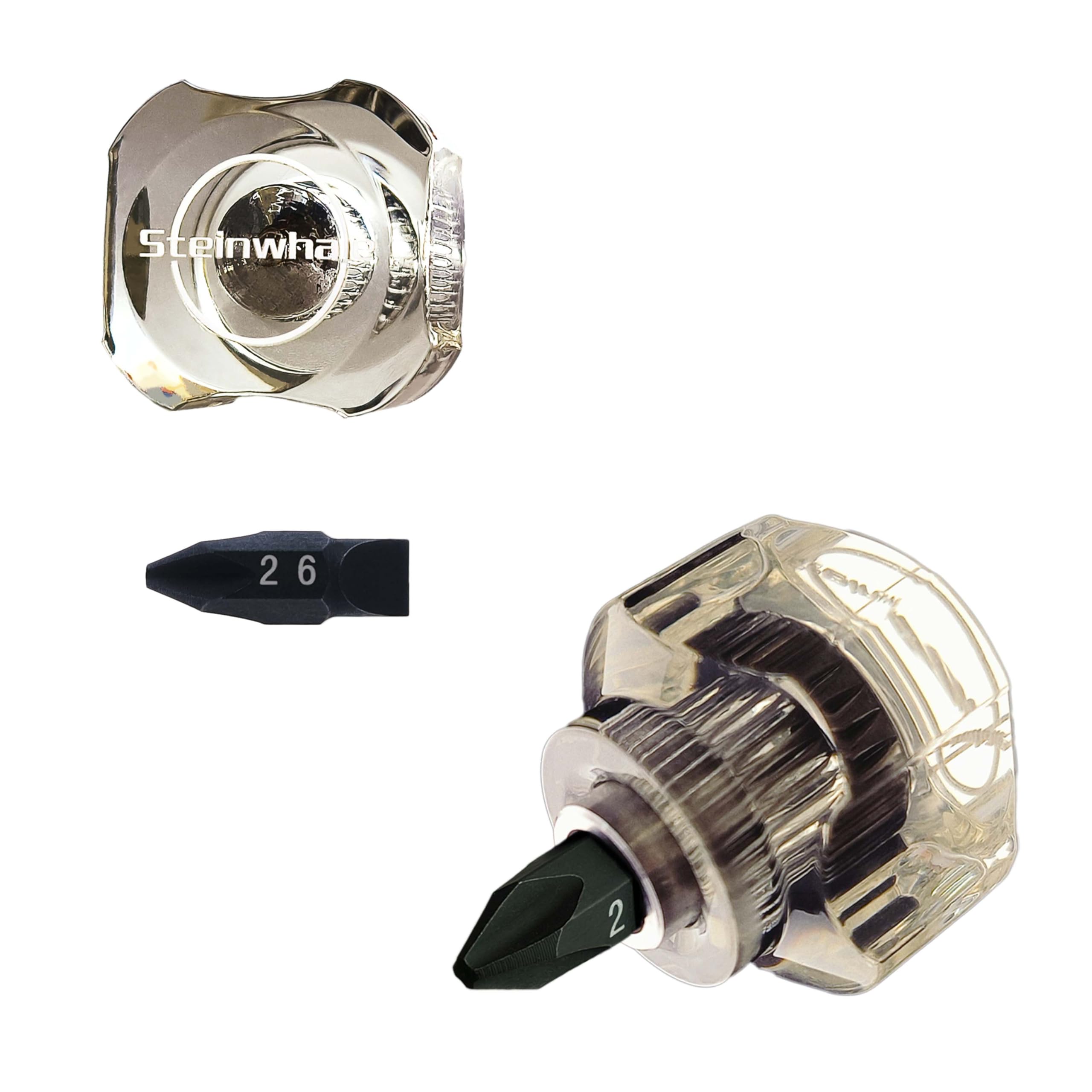 Steinwhale 2in1 Short Stubby Mini Screwdriver for tight spots, Cellulose Acetate Fiber Made Handle, Double-headed High Hardness S2 Steel Bits, Exquisite EDC